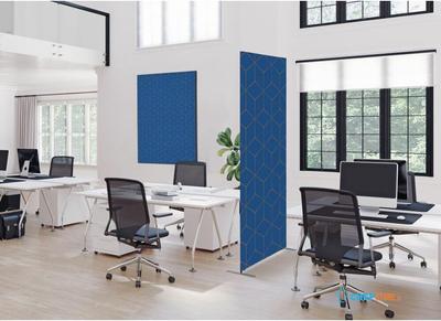 Syna Scheidingswand Textiel Deco 100-200 Dubbelzijdig Hexagon Blauw-Bruin - ZBSLIM100-200-DSI14