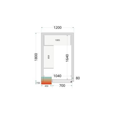 Koelcelpanelen met 80 mm Isolatie - zonder Vloer - CR 120X180X212 NF 1