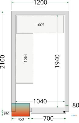 Koelcelpanelen met 80 mm Isolatie - zonder Vloer - CR 120X210X212 NF