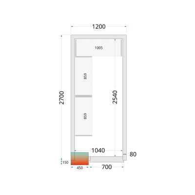 Koelcelpanelen met 80 mm Isolatie - zonder Vloer - CR 120X270X212 NF 1