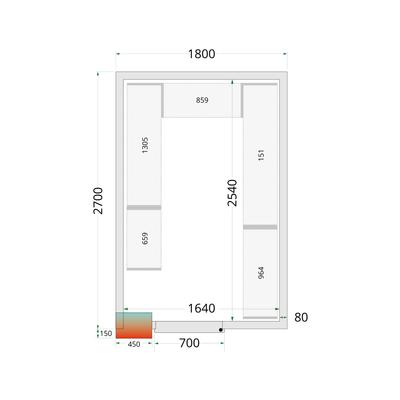 Koelcelpanelen met 80 mm Isolatie - zonder Vloer - CR 180X270X212 NF 1