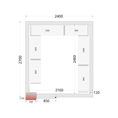 120 mm Vriescelpanelen met 850 mm Brede Deur - CR 240X270X220 WD 1