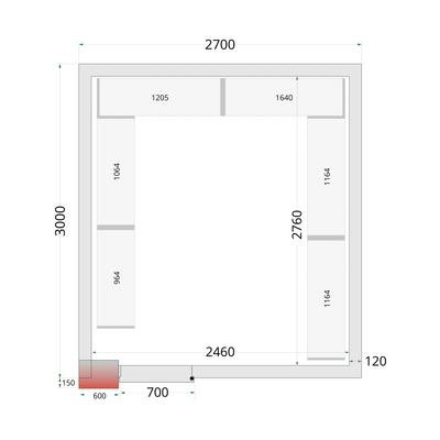 Koelcelpanelen met 80 mm Isolatie - zonder Vloer - CR 270X300X212 NF 1