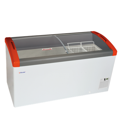 Elcold DIEPVRIESKOFFER met GEBOGEN GEBOGEN GLAZEN GLIJDEKSELS - FOCUS 151 RED 1