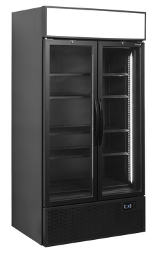 TEFCOLD Zwarte 2-Deurs Displaykoeler met Kap - FSC1000H BLACK 1