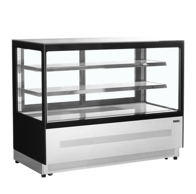 TEFCOLD Koelvitrinecounter met Plat Glazen Front en Bovenblad - LPD1500F/BLACK 1