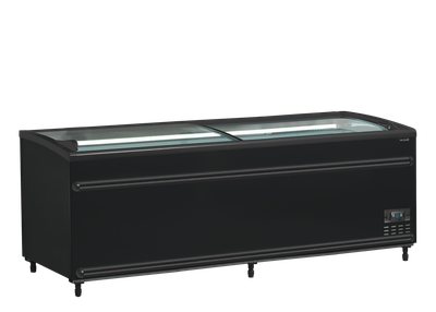 TEFCOLD Zwarte Supermarktkoeler/-Vriezer met Gebogen Glas voor Volledige Zichtbaarheid - SFI210B-CF VS 1