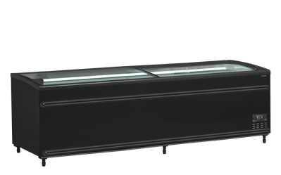 TEFCOLD Zwarte Supermarktkoeler/-Vriezer met Gebogen Glas voor Volledige Zichtbaarheid - SFI250B-CF VS 1