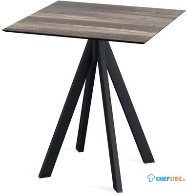Infinity Terrastafel Zwart Frame + Tropical Wood HPL 70x70 cm - Essentials 120011277 1