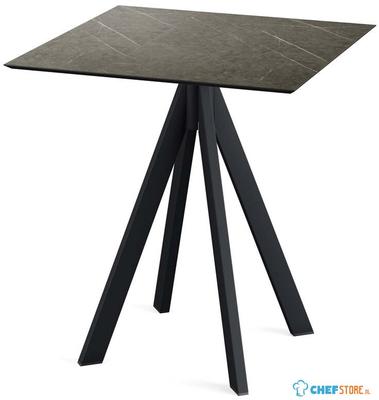 Infinity Terrastafel Zwart Frame + Midnight Marble HPL 70x70 cm - Essentials 120011677 1