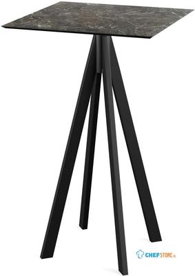 Infinity Statafel Zwart Frame + Galaxy Marble HPL 70x70 cm - Essentials 120041577 1