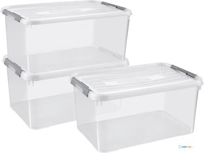 HANDY Set van 3 Transparante Opbergdozen 50L - 240679 1
