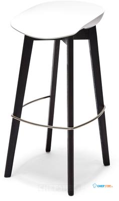 Essentials Keeve Barkruk Wit Low, Berkenhouten Frame en Kunststof Zitting, 53x47x90cm (LxBxH), 506FD03SW 1