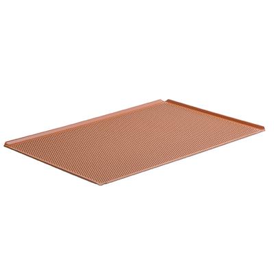 Baking Tray In Aluminium Uncoated, 600x400 mm - 4 Sides 45°, Silicone, Perforated, virtus 100308 1