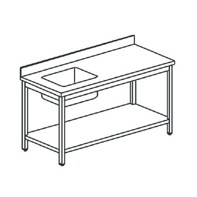 Mastro Werktafel | Wasbak links | Opstanden rand | 150X70cm | DTRVAS715 1