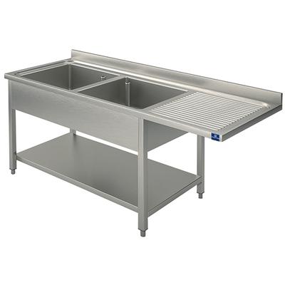 Mastro Wasbakunit Op Poten Met Bodemplaat Voor Inbouwvaatwasser, 2 Linker Wasbakken, 1600X700 Mm | GLA0037 1