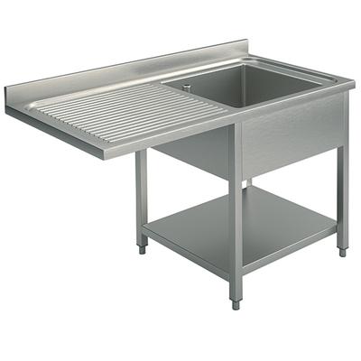 Wasbakunit Op Poten Met Bodemplaat Voor Inbouwvaatwasser, 1 Rechter Wasbak, 1300X700 Mm 1