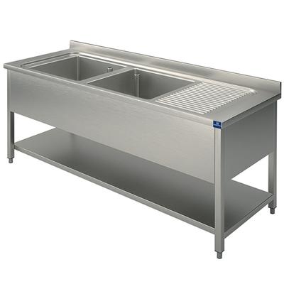 Mastro Wasbakunit, 2 Wasbakken, Afdruipdeel Aan Rechterzijde, Op Poten, Met Bodemplaat, 1400X600 Mm | SLG2GD1446 1