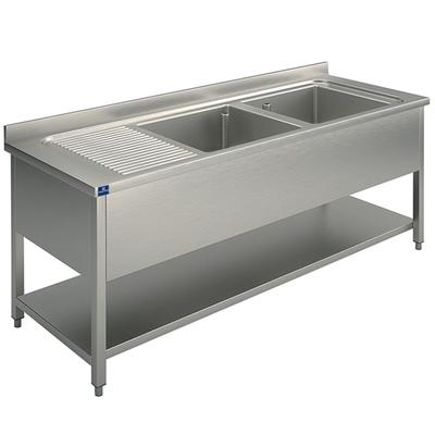 Mastro Wasbakunit, 2 Wasbakken, Afdruipdeel Aan Linkerzijde, Op Poten, Met Bodemplaat, 2000X700 Mm | SLG2GS2067 1