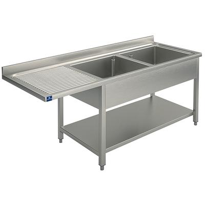 Mastro Wasbakunit Op Poten Met Bodemplaat Voor Inbouwvaatwasser, 2 Rechter Wasbakken, 1800X700 Mm | SLG2LS1857 1