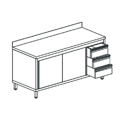 Mastro Vrijstaande Werkkast Met Ladeblok Aan De Rechterkant, Met Opstand, 2000X600 Mm | STNAC36020 1