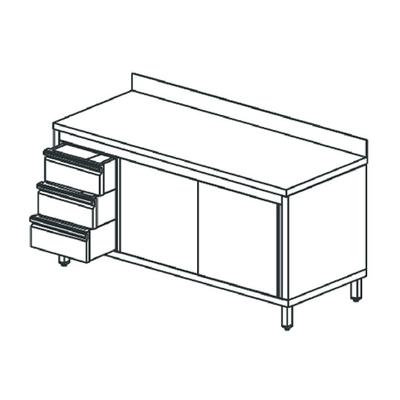 Mastro Vrijstaande Werkkast Met Ladeblok Aan De Linkerkant, Met Opstand, 1800X600 Mm | STNAC3S6018/S 1