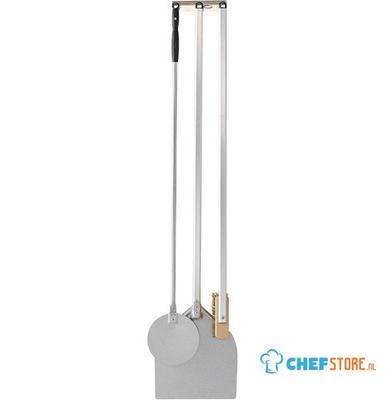 Mastro Pizzeriaset Bestaande Uit Vierkanted Schep 320 Mm, Ronde Schep 200 Mm, Borstel En Wandrek | Z/GS2AMICA 1