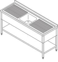 Maxima Spoeltafel - 160 X 60 cm - 1 Wasbak - incl. Spatrand en Onderschap - 09393955