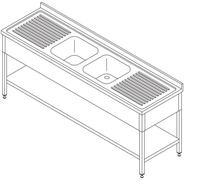 Maxima Spoeltafel - 190 X 70 cm - 2 Wasbakken - incl. Spatrand en Onderschap - 09394090