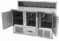 Maxima Pizzawerkbank - 137 cm - 3 Deuren - 8 X 1/6 GN - incl. RVS Afdekking - 09400205