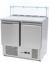 Maxima Pizzawerkbank - 90 cm - 2 Deuren - 5 X 1/6 GN - incl. Glazen Afdekking - 09400207