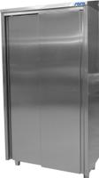 SARO Hoge Kast Roestvast Staal met 3 Schappen en 2 Schuifdeuren 1000 Mm - 700-4010