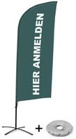 Syna Beach Flag Alu Wind Complete Set hier Melden Grijs Duits Kruisvoet - BFAW310-CB30-WB-I112
