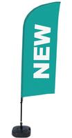 Syna Beach Flag Alu Wind Complete Set Nieuw Turquoise Engels ECO Printmateriaal - BFAW310-WT21-I80ECO
