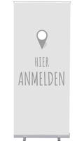 Syna Roll-Banner Budget 85 Complete Set hier Melden Grijs Duits - RBB085LSFI351