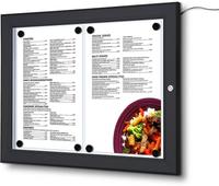 Syna Menuvitrine Vergrendelbaar Outdoor LED Verlicht Zwart 2x A4 - SCZN2XA4C9005LED