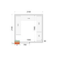 Koelcelpanelen met 80 mm Isolatie - zonder Vloer - CR 210X210X212 NF