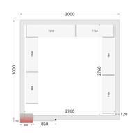 120 mm Vriescelpanelen met 850 mm Brede Deur - CR 300X300X220 WD