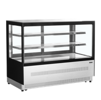 TEFCOLD Koelvitrinecounter met Plat Glazen Front en Bovenblad - LPD1500F/BLACK