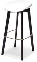 Essentials Keeve Barkruk Wit Low, Berkenhouten Frame en Kunststof Zitting, 53x47x90cm (LxBxH), 506FD03SW