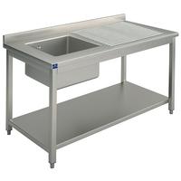 Mastro Wasbakunit, 1 Wasbak, Afdruipdeel Aan Rechterzijde, Op Poten, Met Bodemplaat, 1200X600 Mm | GLA0004