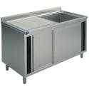 Mastro Wasbakunit Op Kastje, 1 Wasbak + Afdruipdeel Links, Met Schuifdeuren, 100X600 Mm | GLA0020