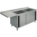 Mastro Wasbakunit Op Kastje Met Schuifdeuren Voor Inbouwvaatwasser, 2 Rechter Wasbakken, 2000X700 Mm | GLA0046