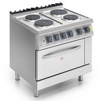 Electric Range On Static Electric Oven GN2/1, 4 Round Plates - Virtus MS78CFE