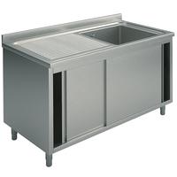 Wasbakunit Op Kastje, 1 Wasbak, Afdruipdeel Links, Met Schuifdeuren, 1300X700 Mm