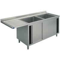 Mastro Wasbakunit Op Kastje Met Schuifdeuren Voor Inbouwvaatwasser, 2 Rechter Wasbakken, 1800X600 Mm | SLA2LS1806