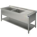 Mastro Wasbakunit, 2 Wasbakken, Afdruipdeel Aan Rechterzijde, Op Poten, Met Bodemplaat, 1400X700 Mm | SLG2GD1447