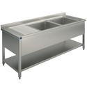 Mastro Wasbakunit, 2 Wasbakken, Afdruipdeel Aan Linkerzijde, Op Poten, Met Bodemplaat, 1600X600 Mm | SLG2GS1656