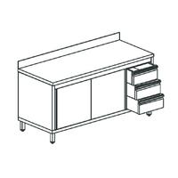 Mastro Vrijstaande Werkkast Met Ladeblok Aan De Rechterkant, Met Opstand, 1800X600 Mm | STNAC36018