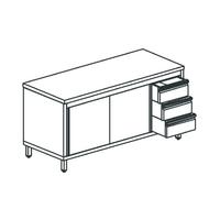 Mastro Vrijstaande Werkkast Met Ladeblok Aan De Rechterkant, Zonder Opstand, 1800X600 Mm | STNC36018
